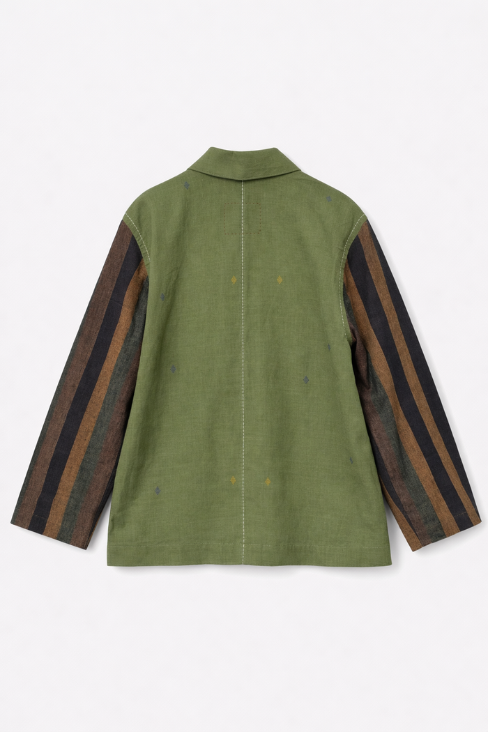 Handwoven Kala Cotton Shacket - Green