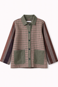 Handwoven Kala Cotton Shacket - moss green + brown