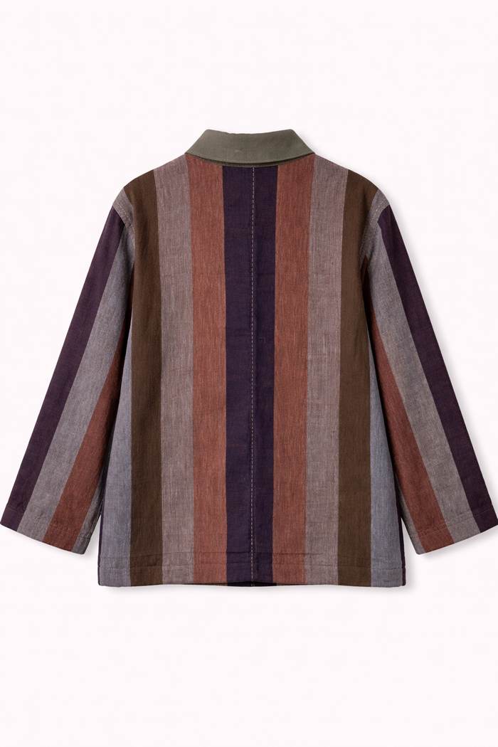 Handwoven Kala Cotton Shacket - moss green + brown