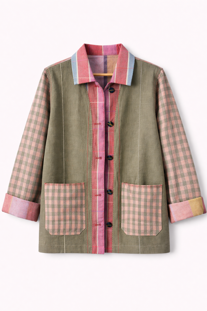Handwoven Kala Cotton Shacket - Moss Green