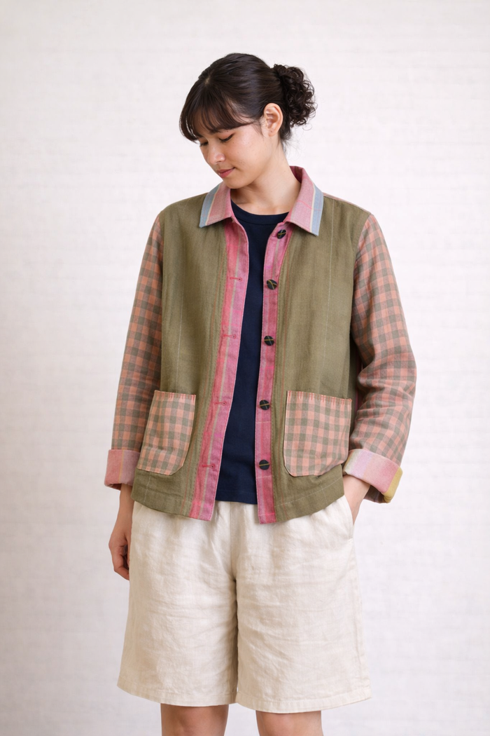 Handwoven Kala Cotton Shacket - Moss Green