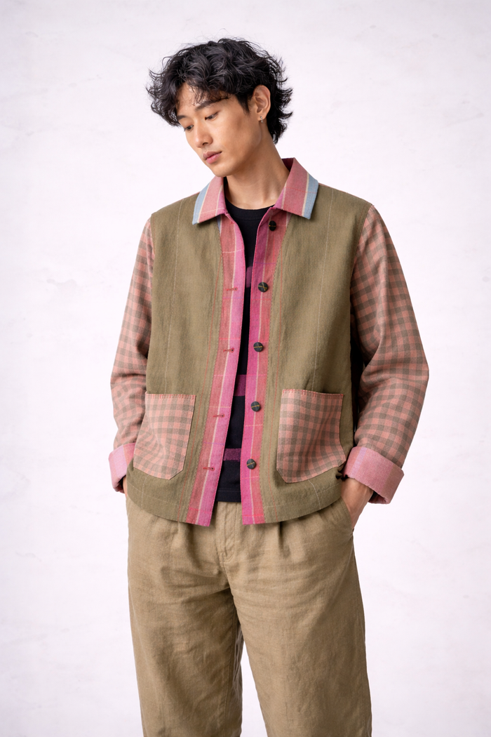 Handwoven Kala Cotton Shacket - Moss Green