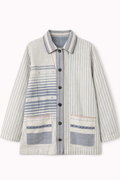 Handwoven Kala Cotton Shacket - White and Indigo