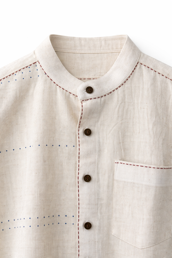 Handwoven Tangaliya Kala Cotton Unisex Shirt - White | Geometric