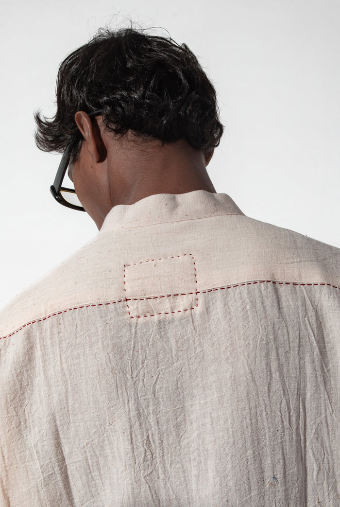 Handwoven Tangaliya Kala Cotton Unisex Shirt - White | Geometric