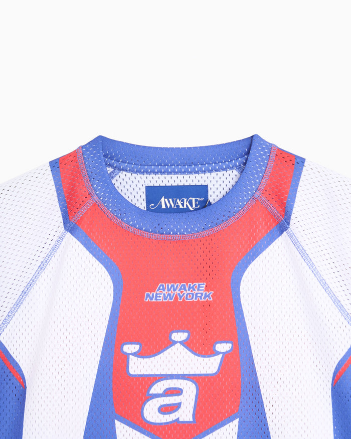 T-Shirts Awake NY Mesh Racer Graphic Long-Sleeved Relaxed Men's Jersey T-Shirt - AWK-SP26-TP006-BLU