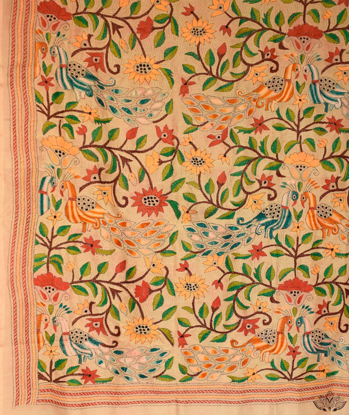 Kantha Embroidered Art Silk Dupatta