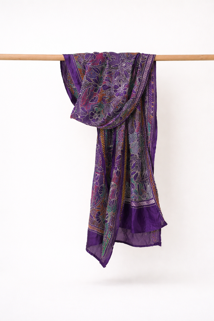 Kantha Embroidered Art Silk Stole