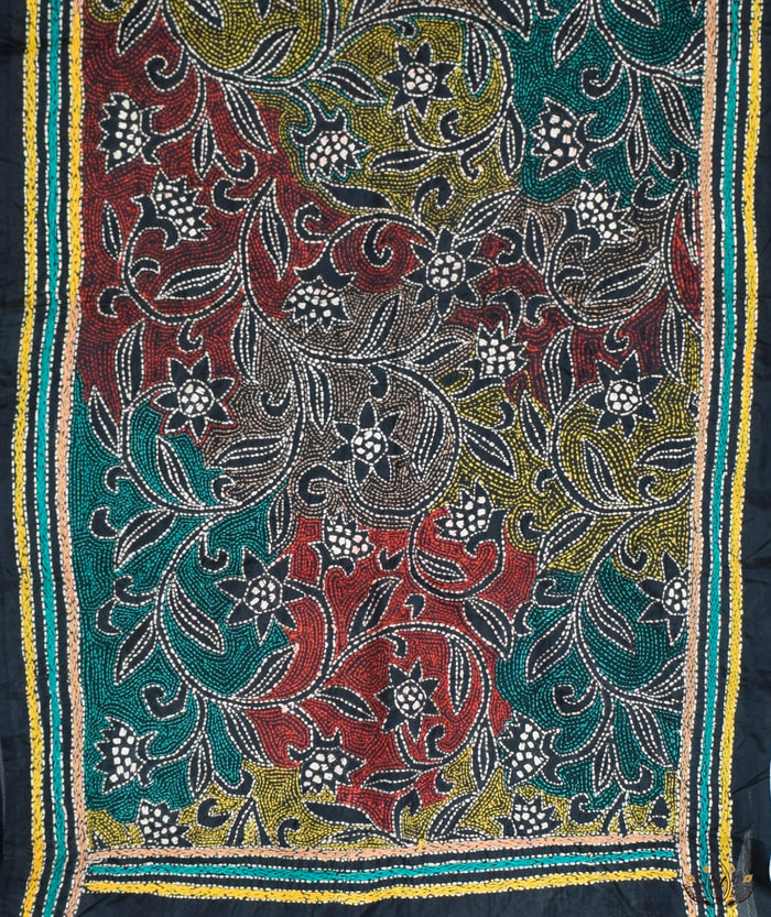 Kantha Embroidered Art Silk Stole