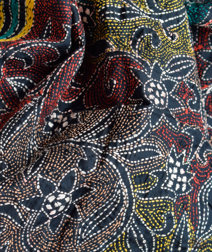 Kantha Embroidered Art Silk Stole