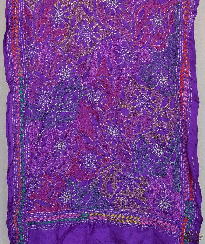 Kantha Embroidered Art Silk Stole