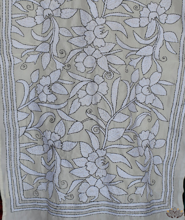 Kantha Embroidered Art Silk Stole