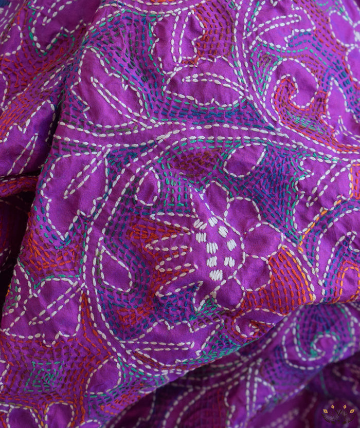 Kantha Embroidered Art Silk Stole