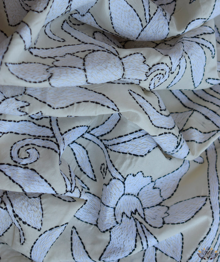 Kantha Embroidered Art Silk Stole