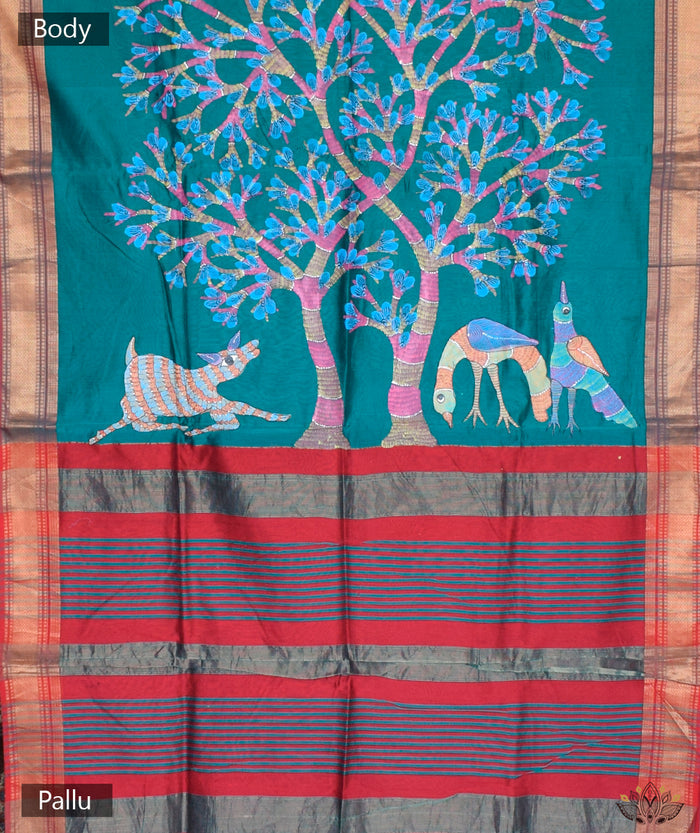 KUDRAT: GOND PAINTING MAHESHWARI SAREE