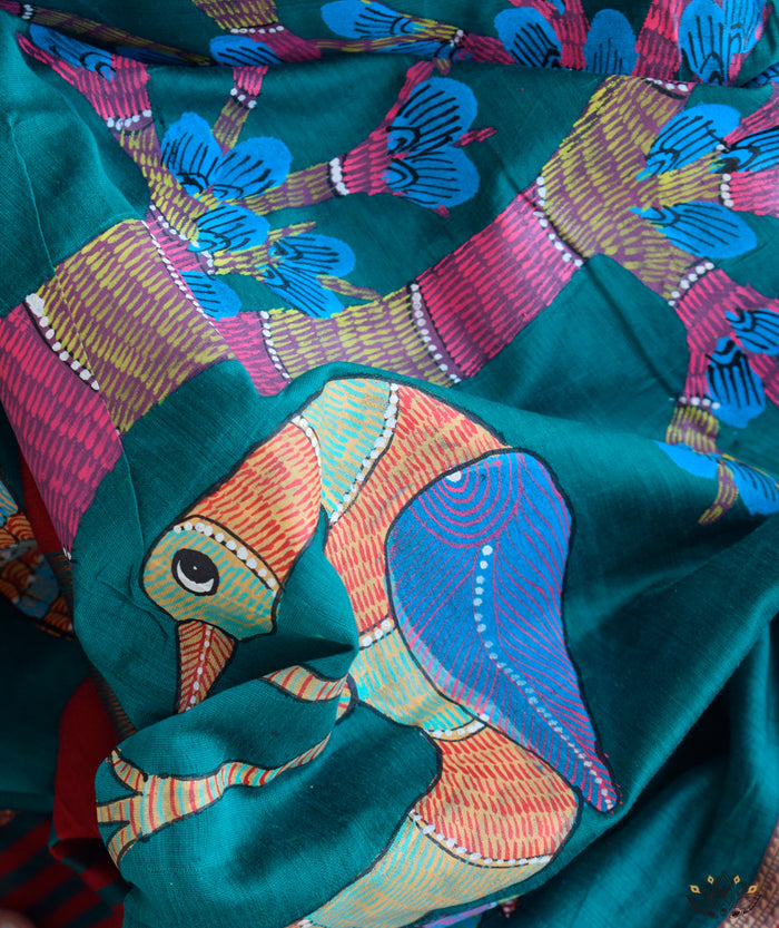 KUDRAT: GOND PAINTING MAHESHWARI SAREE