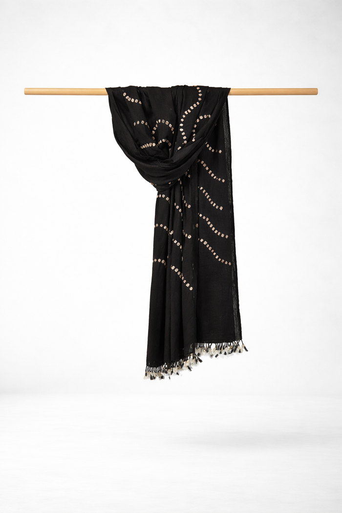 KUTCHI BANDHANI KALA COTTON HANDWOVEN STOLE