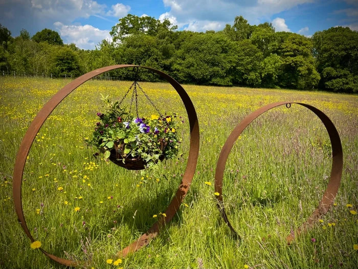 Large Hanging Basket Hoop Sculpture