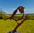 Exterior Large Rustic Metal Robin Bird Garden Art Fence Topper Gate Decor Yard Sculpture  Gift   Present