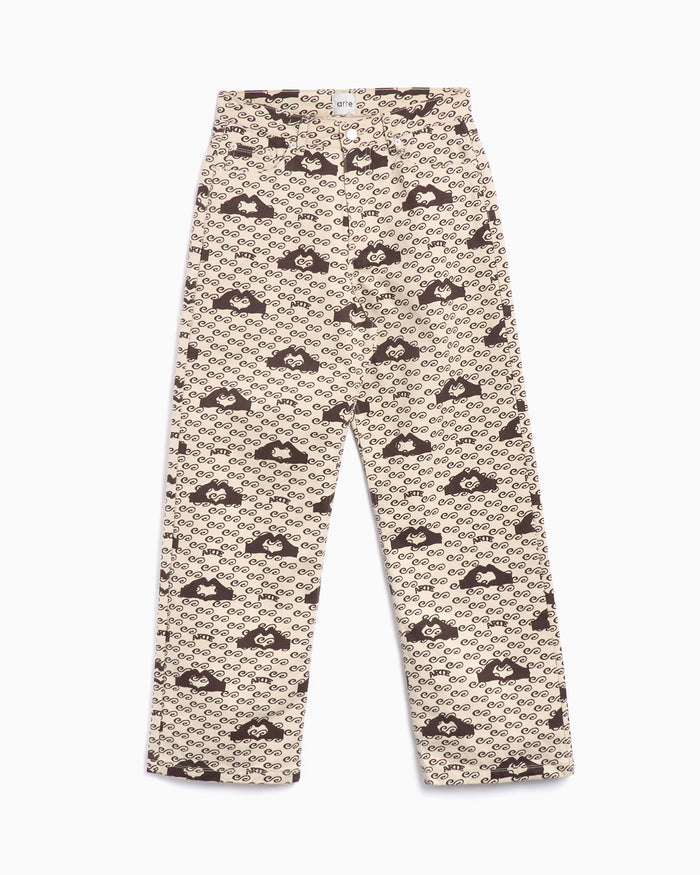 Pants Arte Antwerp Hand Heart Men's Printed Pants Men's Pants - SS25-070P-Cream/Brown