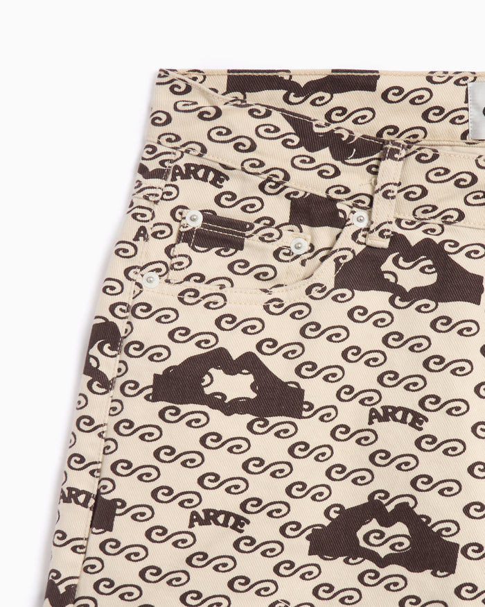 Pants Arte Antwerp Hand Heart Men's Printed Pants Men's Pants - SS25-070P-Cream/Brown