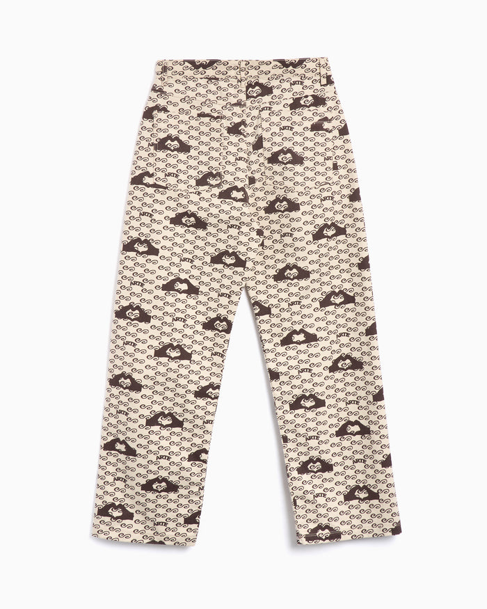 Pants Arte Antwerp Hand Heart Men's Printed Pants Men's Pants - SS25-070P-Cream/Brown