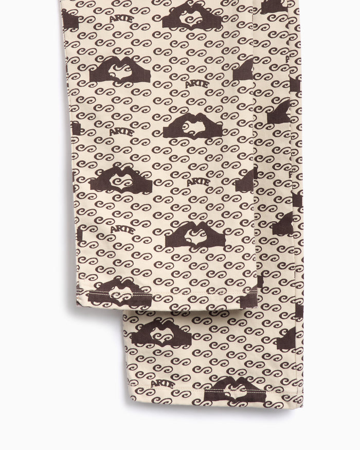 Pants Arte Antwerp Hand Heart Men's Printed Pants Men's Pants - SS25-070P-Cream/Brown