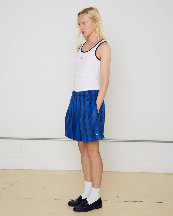 Shorts OBEY Clothing Bounds Mesh Striped Striped Relaxed Women's Sweatpants - 272120112-BLU