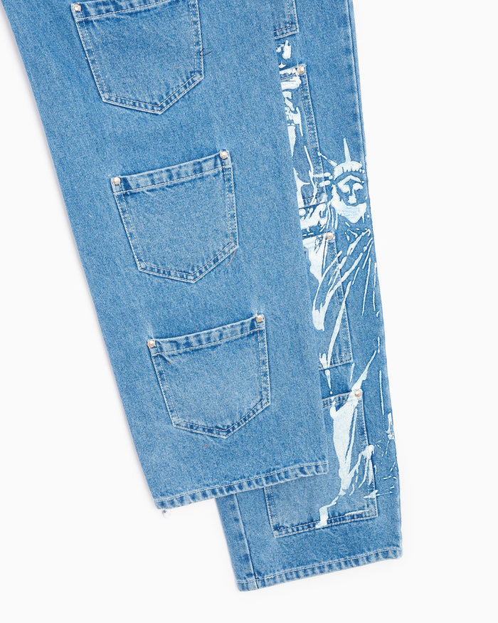 Jeans Lourdes New York Pockets Cargo Unisex Denim Pants Unisex Jeans - LO2SMT02AP-TE427.416