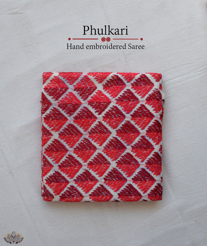 Phulkari Hand Embroidery Saree