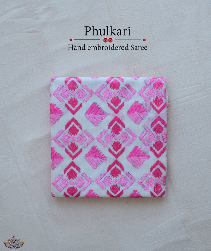Phulkari Hand Embroidery Saree