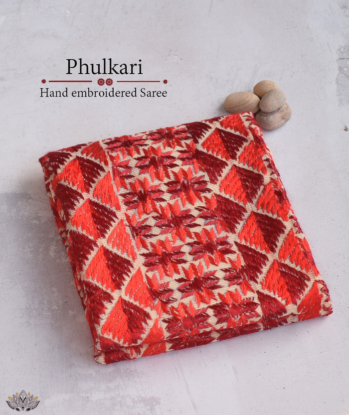 Phulkari Hand Embroidery Saree