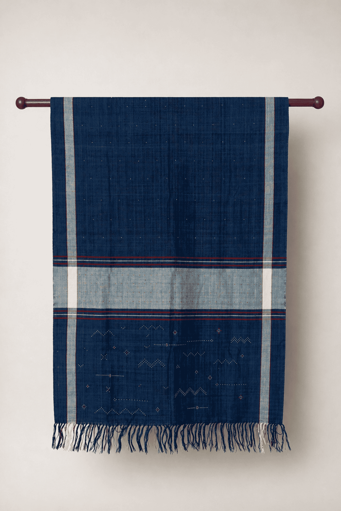 PURE MERINO TANGALIYA HANDWOVEN SHAWL (NATURAL DYE)