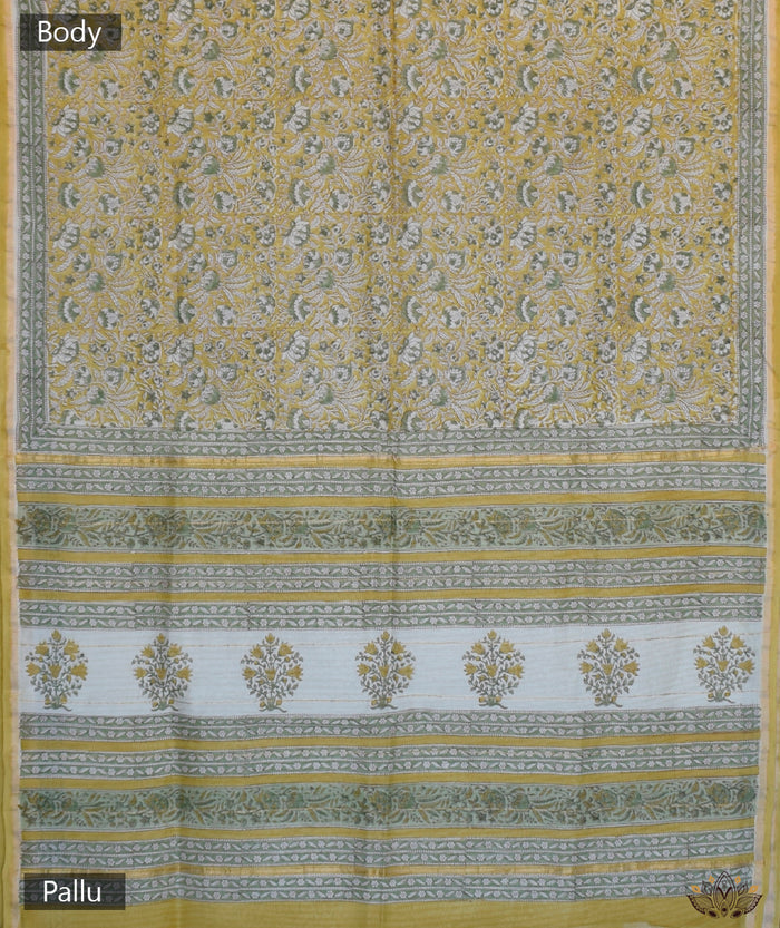 Sanganer chanderi handblock saree