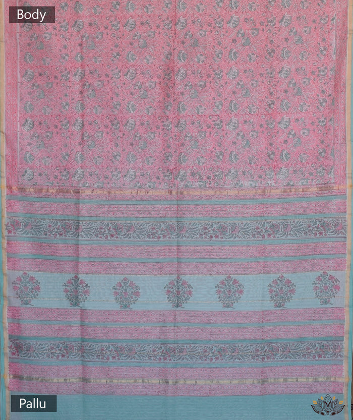 Sanganer chanderi handblock saree