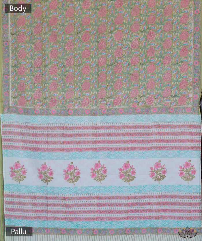 Sanganer cotton handblock saree