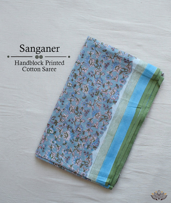 Sanganer cotton handblock saree