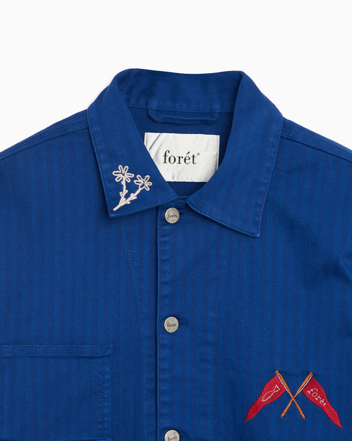 Jackets Coats forét Forager Embroidered Men's Overshirt - F1008-HERITAGEBLUE