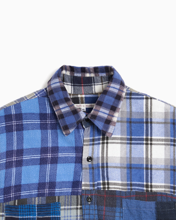 Shirts Needles 7 Cut Flannel Plaid Relaxed Unisex Overshirt - SX488-Assorted-XL
