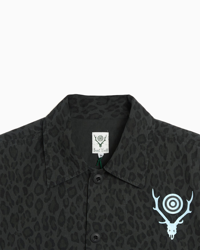 Jackets Coats South2 West8 Ranger Animal Print Relaxed Men's Overshirt - SX664-A-Charcoal
