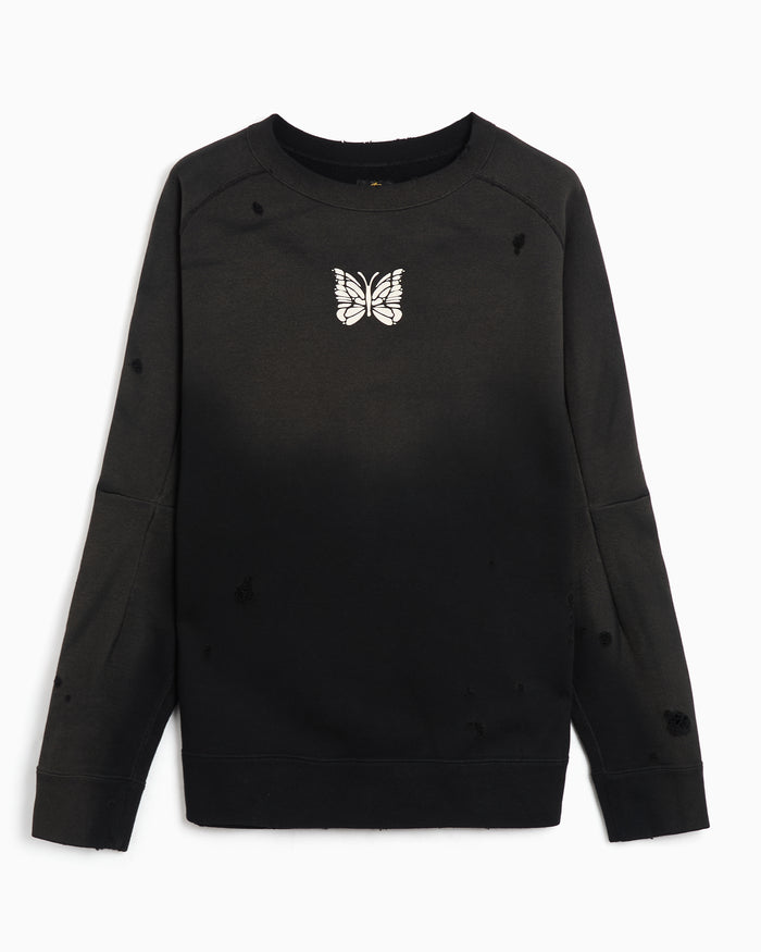 Sweatshirts Needles Deconstructed Logo Relaxed Men's Sweatshirt - SX431-D-Black