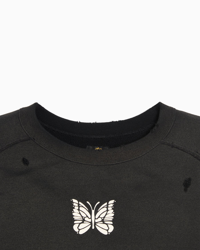 Sweatshirts Needles Deconstructed Logo Relaxed Men's Sweatshirt - SX431-D-Black