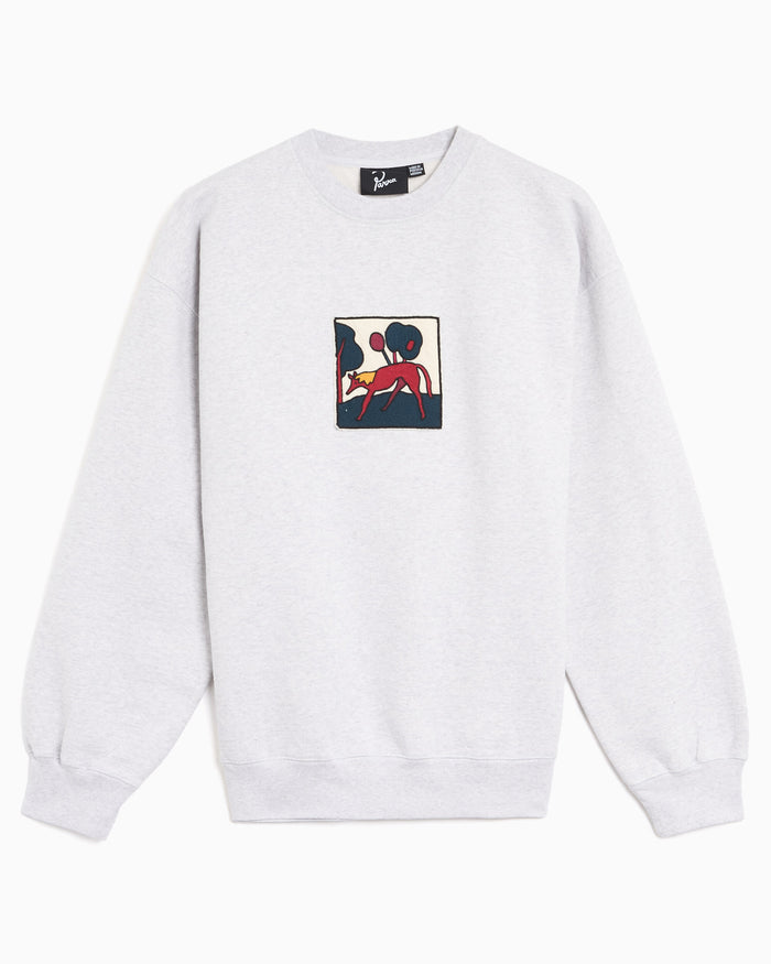 Sweatshirts by Parra Long Lost Leg with patches Boxy Men's Sweatshirt - 56135-Heathergrey