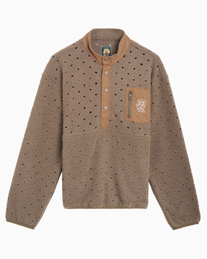 Sweatshirts Brain Dead Hole Mock Neck Relaxed Men's Half Zip Sweatshirt - BDP26O02004848BR01